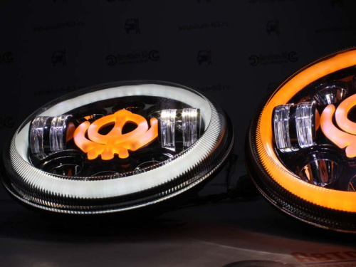 Фары светодиодные Нива, Уаз с встроенными ДХО и повторителями сигнала поворота hp-hld-32-01