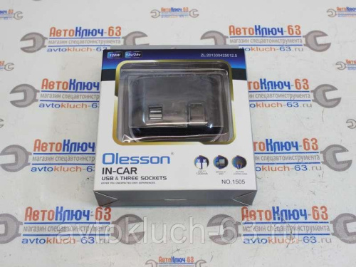 Разветвитель прикуривателя + 2 USB Olesson 1505