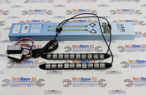 Огни ходовые c поворотником LED 12V, 10 светодиодов гибкие