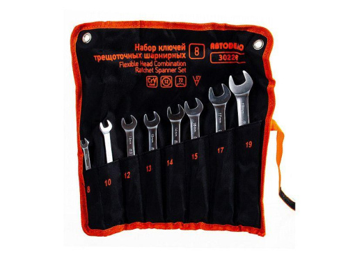 Набор комбинированных трещоточных шарнирных ключей 8шт АвтоDело в интернет-магазине avtofirma63.ru 