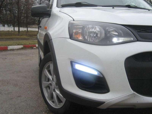 Рамки ПТФ с ДХО, габаритами и поворотниками для Лада Калина 2 "ЛЭД-АВТО"