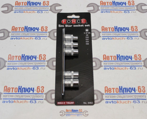 Набор торцевых головок на планке Е-проф 3/8 5 предметов Force в интернет-магазине avtofirma63.ru 
