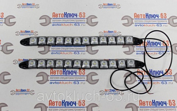 Огни ходовые LED 12V, 12 светодиодов гибкие сегментные 300 мм