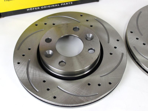 Диски тормозные вентилируемые, перфорированные, насечки для а/м 2180-81 Hofer в интернет-магазине avtofirma63.ru 