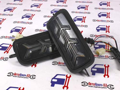 Подфарники Turbo с LED ДХО и бегающими поворотниками на Нива 4х4