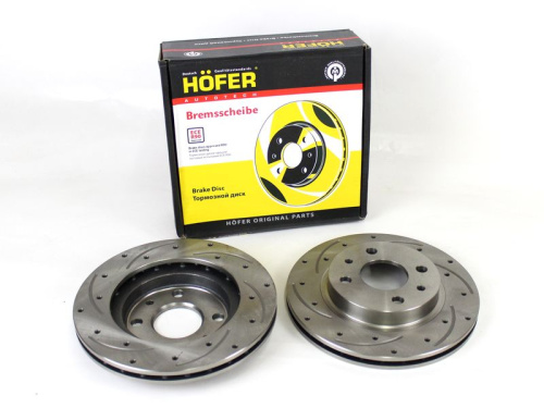 Передние тормозные диски R13, вентилируемые с перфорацией и насечками для а/м 2110-2112, 1117-1119, 2170-2172, 2190-2194, Hofer в интернет-магазине avtofirma63.ru 