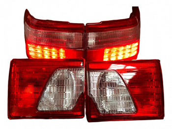 Задние фонари Клюшки 2110 LED красные с белой полосой и бегающим поворотником