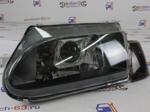 Тюнинг фары для а/м 2114 Лексус с Би линзой черной маской и ангельскими глазками