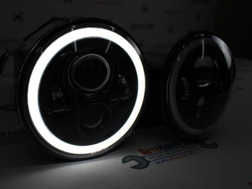 Фары светодиодные линзованные для а/м 2121, УАЗ, со встроенными ДХО и повторителем HP-HLD-002