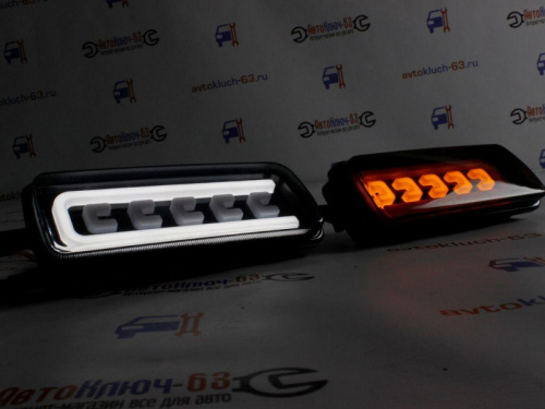 Светодиодные LED подфарники Лада Нива 4х4, URBAN, BRONTO с неоновым ДХО, бегающим поворотником PL2023