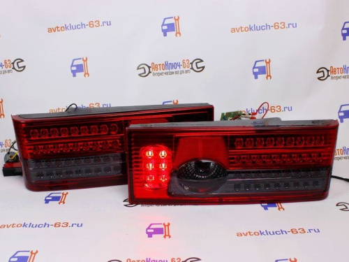 Задние фонари диодные для ВАЗ 2108-2114 красные тонированные с бегающим поворотником