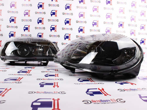 Оригинальные черные фары с линзой на Шевроле Нива