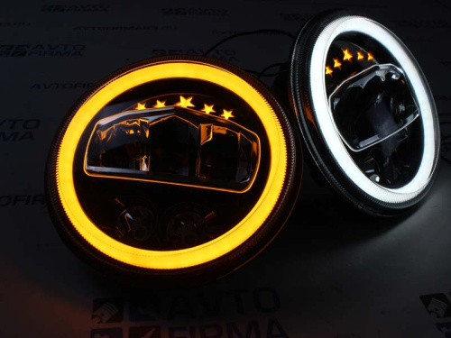 Фары светодиодные Нива, Уаз с встроенными ДХО и повторителем сигнала поворота hp-hld-31-01