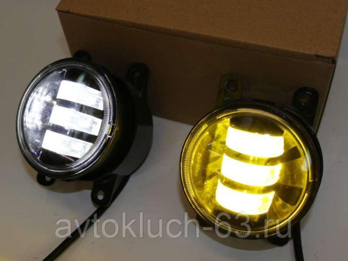 LED противотуманные фары двухрежимные, 3 линзы для а/м 2180, 2121 Urban, 2190 FL, Sal-Man 50W