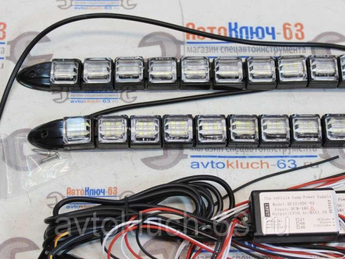 Огни ходовые c поворотником LED 12V, 12 светодиодов гибкие