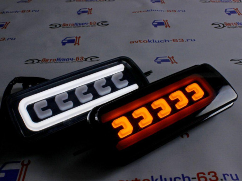 Светодиодные LED подфарники Лада Нива 4х4, URBAN, BRONTO с неоновым ДХО, бегающим поворотником PL2023