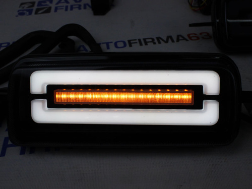 Светодиодные LED подфарники PL2021 с неоновым ДХО, бегающим поворотником плавным вкл, для 2121, URBAN, BRONTO