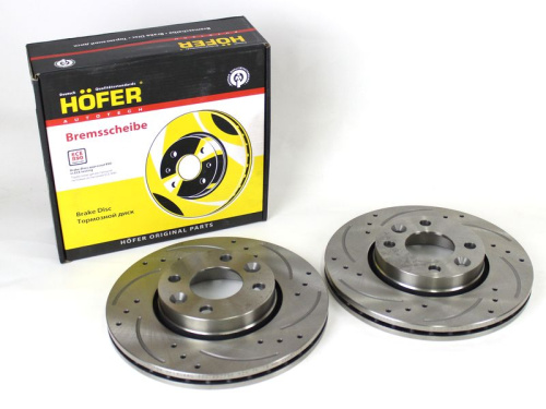 Диски тормозные вентилируемые, перфорированные, насечки для а/м 2180-81 Hofer в интернет-магазине avtofirma63.ru 