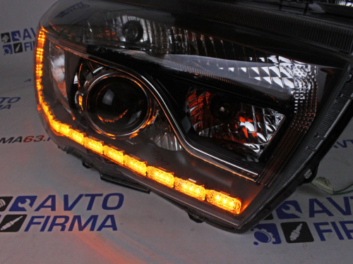 Тюнинг фары Лада Веста с БИ линзами ДХО и Led повторителями в стиле Лексус