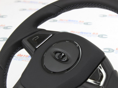 Руль Барс со вставками черный глянец для а/м 2110-2112 обтянутый кожей