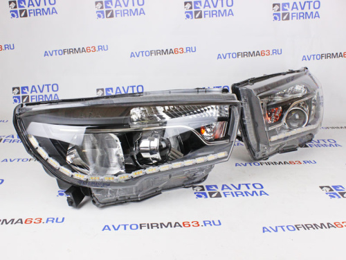 Тюнинг фары Лада Веста с БИ линзами ДХО и Led повторителями в стиле Лексус