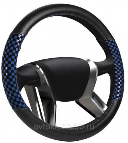 Оплетка на руль Checkers "M" (d=38см) синяя Azard Оплетка на руль Checkers "M" (d=38см) синяя Azard