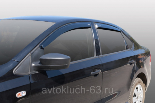 Дефлекторы (ветровики) для окон накладные неломающиеся Samurai Volkswagen Polo Voron Glass в интернет-магазине avtofirma63.ru 
