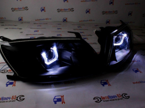 Тюнинг фары Гранта Лексус с Би линзой черной маской