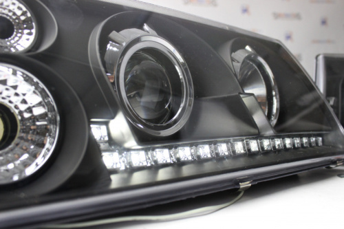 Фары ВАЗ 2108-09 черные с линзой с диодными ДХО  для ВАЗ 2108-099