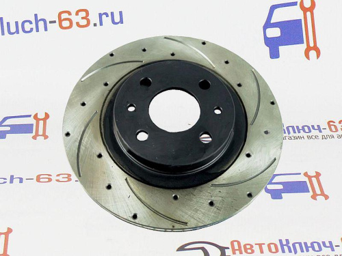 Тормозные диски R14 вентилируемые c перфорацией и насечками для ВАЗ 2110-2112, Лада Калина, Приора АТС-BLACK в интернет-магазине avtofirma63.ru 