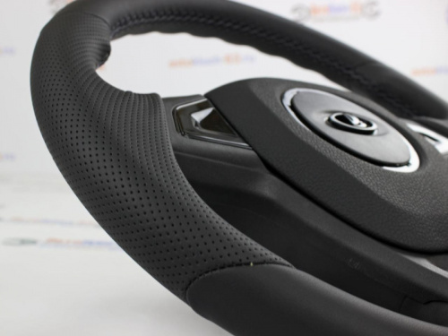 Руль Барс со вставками черный глянец для а/м 2110-2112 обтянутый кожей