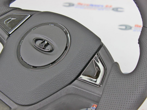 Руль Барс со вставками черный глянец для а/м 2110-2112 обтянутый кожей