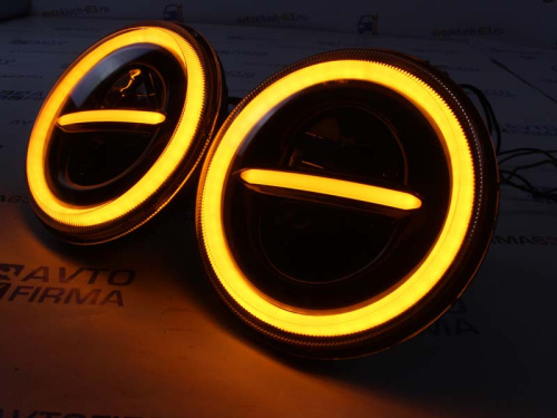 Фары светодиодные Нива, Уаз с встроенными ДХО и повторителем сигнала поворота hp-hld-10-01