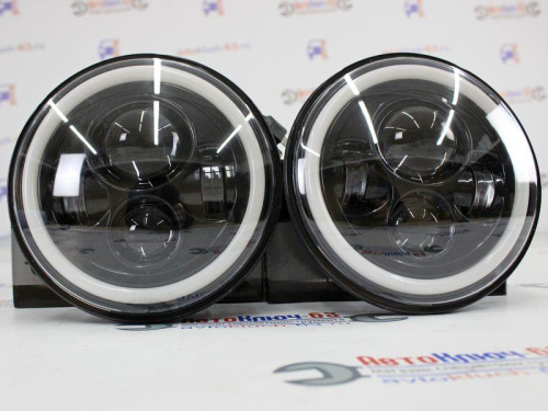 Фары светодиодные линзованные для а/м 2121, УАЗ, со встроенными ДХО и повторителем HP-HLD-002