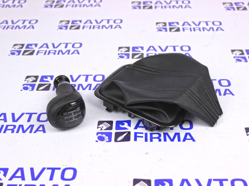 Ручка КПП на Лада Калина 2, Гранта с кулисой в стиле Веста с чехлом рамка хром Sal-Man