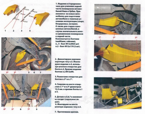 Комплект усилителей задних лонжеронов Нива, Урбан на Лада 4x4 Нива