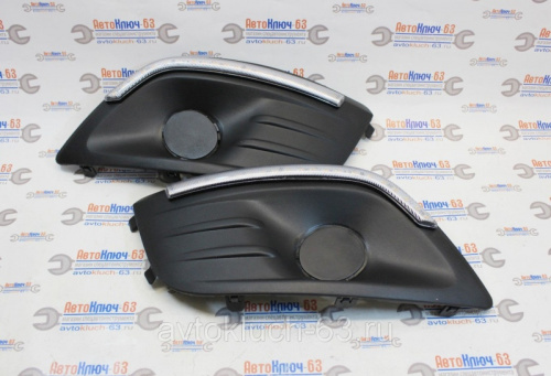 Рамки ПТФ с ДХО и бегающими поворотниками для Лада Ларгус Рамки ПТФ с ДХО и бегающими поворотниками для Лада Ларгус