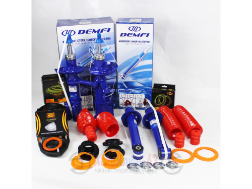 Комплект передних стоек и задних амортизаторов в сборе для Гранта, Гранта ФЛ, Калина, Калина 2 без ЭУР газомасляные Demfi Comfort в интернет-магазине avtofirma63.ru 