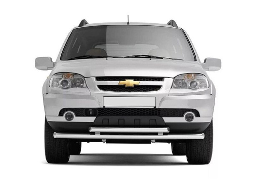 Защита переднего бампера двойная на Шевроле Нива с 2009 г.в. в интернет-магазине avtofirma63.ru 