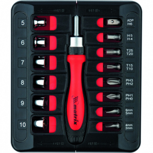 Отвертка реверсивная с набором бит и торцевых головок Matrix в интернет-магазине avtofirma63.ru 