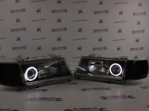 Тюнинг фары ВАЗ 2110 с Би линзой ангельскими глазками черной маской и бегающим поворотником