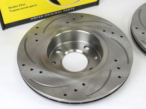 Диски тормозные вентилируемые, перфорированные, насечки для а/м 2180-81 Hofer в интернет-магазине avtofirma63.ru 