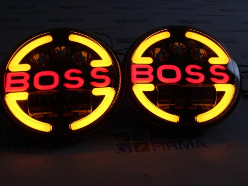 Фары светодиодные Нива, Уаз BOSS с встроенными ДХО и повторителем hp-hld-34-01
