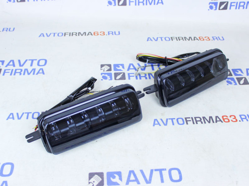 Светодиодные надфарники Лада Нива 6 линз с поворотником