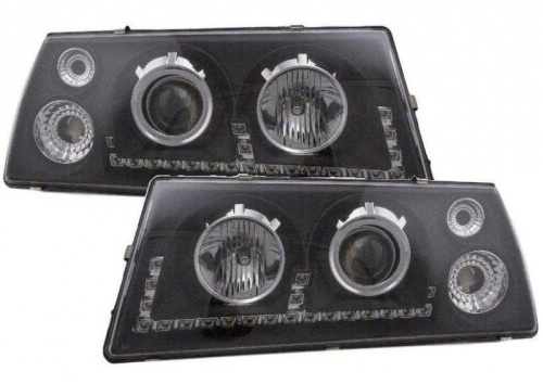 Фары ВАЗ 2108-09 черные с линзой с диодными ДХО  для ВАЗ 2108-099