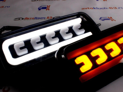 Светодиодные LED подфарники Лада Нива 4х4, URBAN, BRONTO с неоновым ДХО, бегающим поворотником PL2023