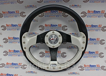 Руль спортивный для автомобилей ВАЗ, белый карбон (4156A)