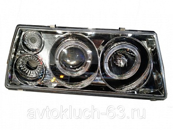 Передние фары ВАЗ 2109, хром, LED Angel Eyes  для ВАЗ 2108-099