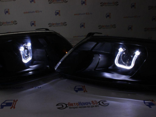 Тюнинг фары Гранта Лексус с Би линзой черной маской
