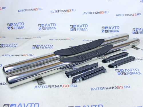 Пороги техносфера нержавейка труба с проступью D76 на Лада Нива 21214 в интернет-магазине avtofirma63.ru 